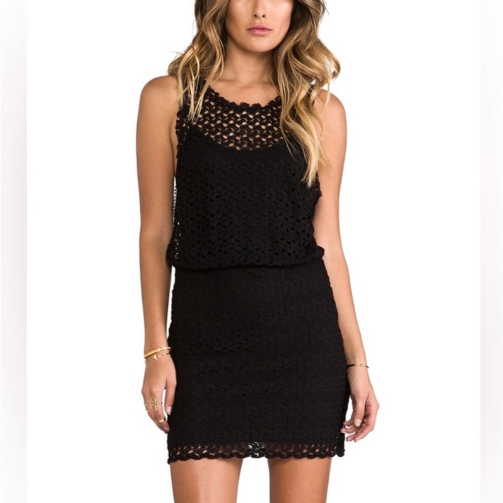 Free People Surplice Back Mini Dress in Black Size M